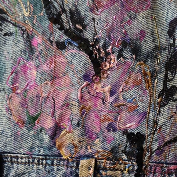 Giorgio Morandi Vintage 80s Denim Doleman Pant Leg Jean Jacket LG - Picture 4 of 16